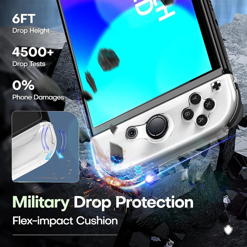 2-Pack Nintendo Switch OLED (2021)Tempered Glass Screen Protector,2 Joy con case