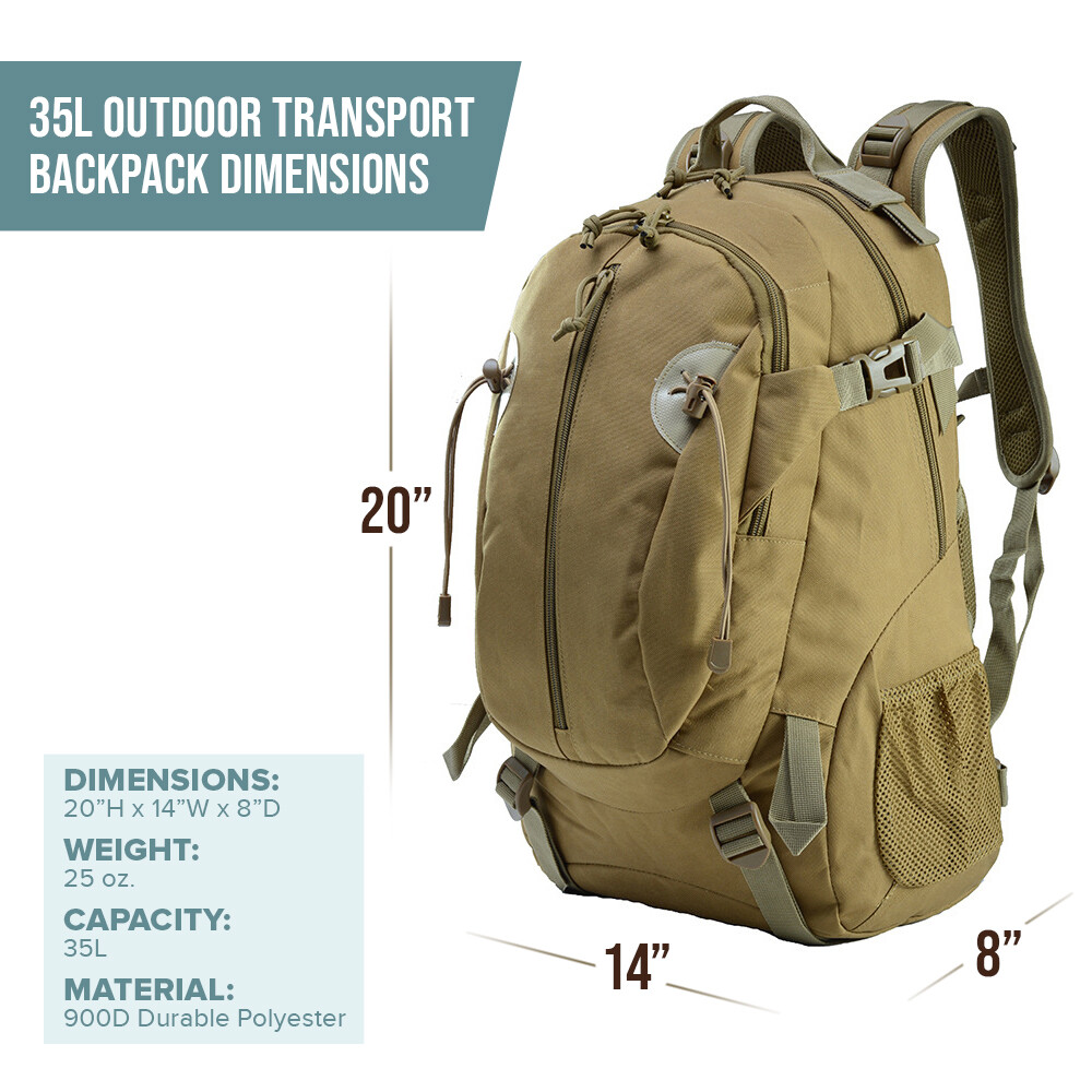 35L Outdoor Transport Backpack for Camping, Hiking Daypack for both Men & Women