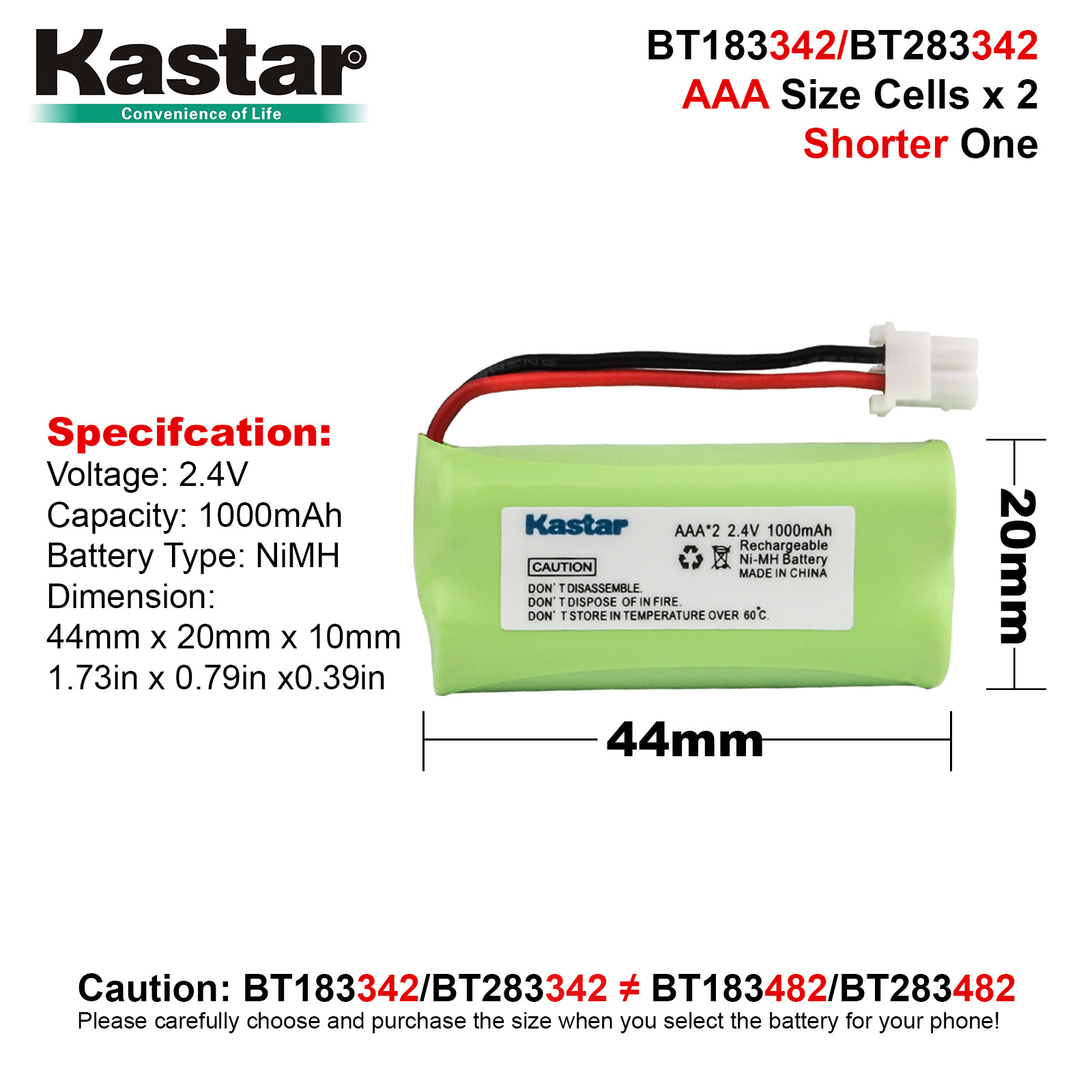 Kastar Cordless Phone Battery for AT&T BT183342 BT283342 CL84200 CL84250 CL84300