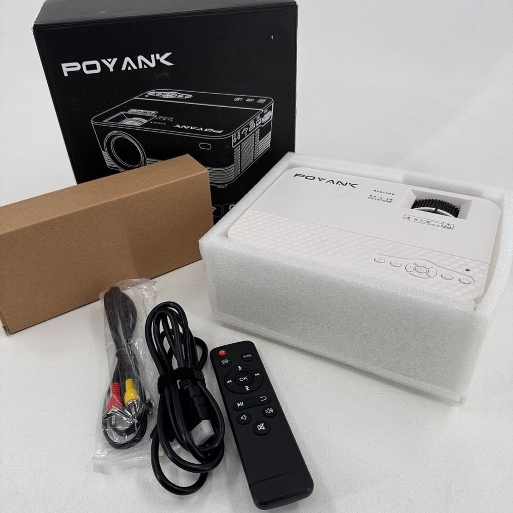 Poyank Model TP-01 White Wireless Mini Projector with Remote - NEW OPEN BOX