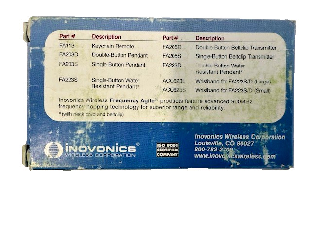 Inovonics FA205D Double-Button Belt Clip Transmitter