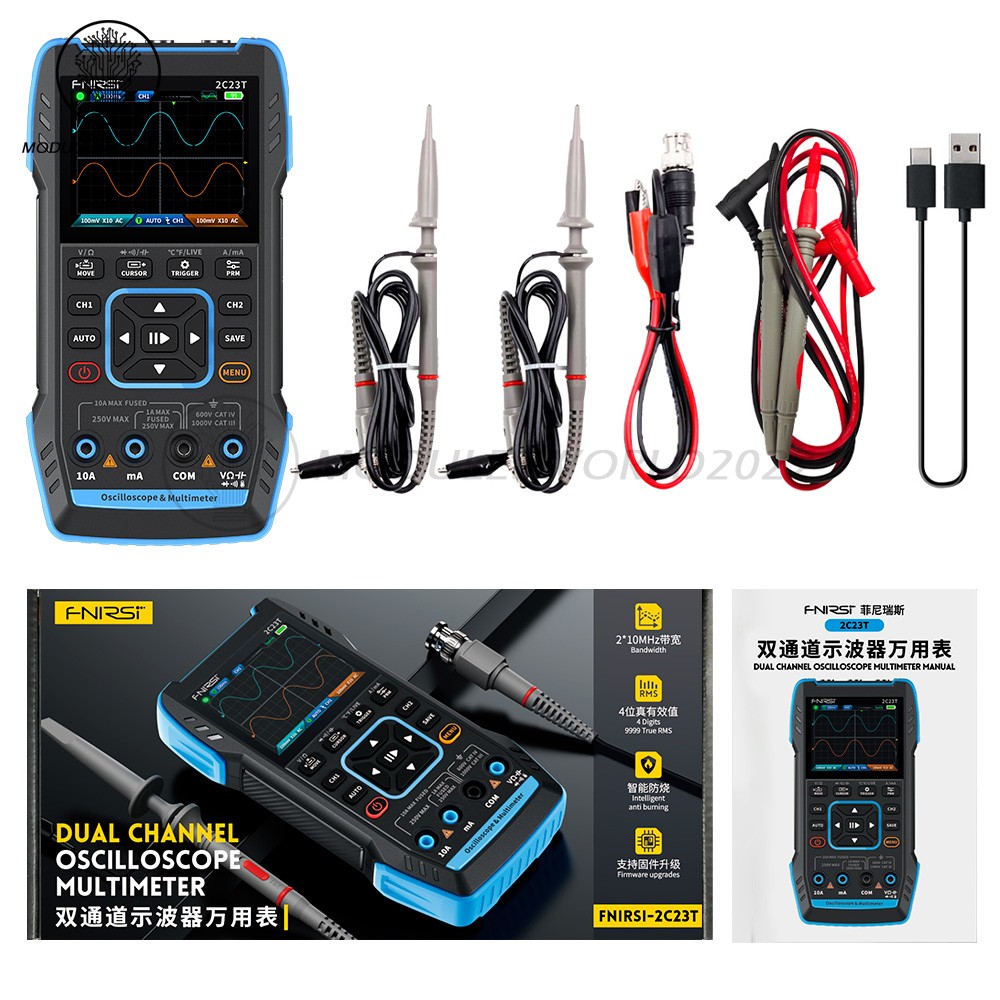 FNIRSI 2C23T DSO152 Digital Oscilloscope Multimeter Function Signal Generator US