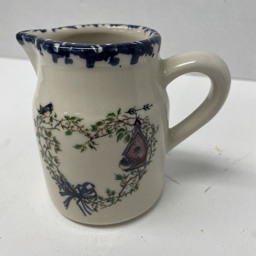 SMALL POTTERY PITCHER - Heart Wreath - WICKER PLUS LTD.