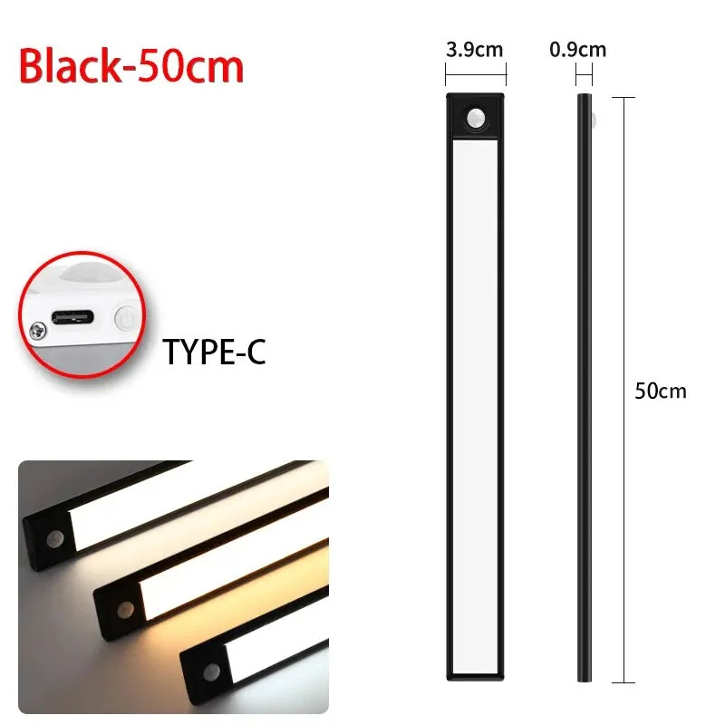 LED Motion Sensor Under Cabinet Light USB Rechargeable Kitchen Night Light