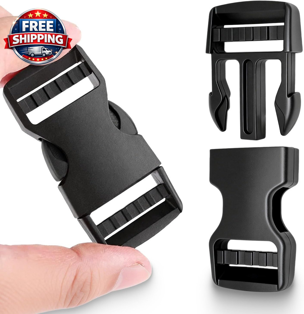 6 Pack 1" Quick Release Plastic Buckles for Backpack Straps & Webbing