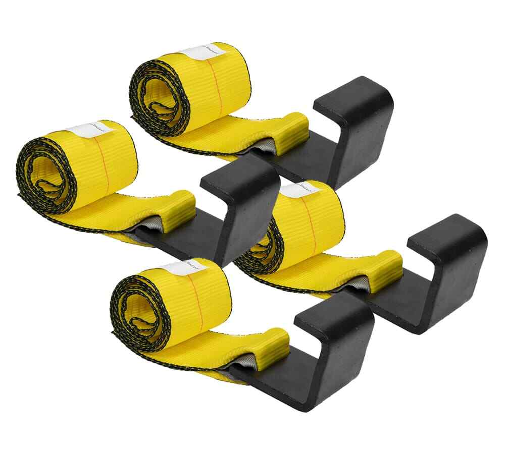 (4 Pack) 4" x 5' Roll off Container Winch Strap w/ Flat Hook