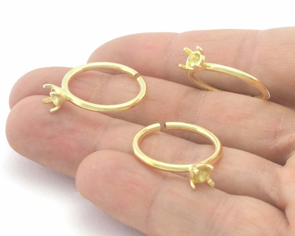 Ring Base Blank Cup Bezel Adjustable Raw brass (7-10US size - Adjustable ) 4299