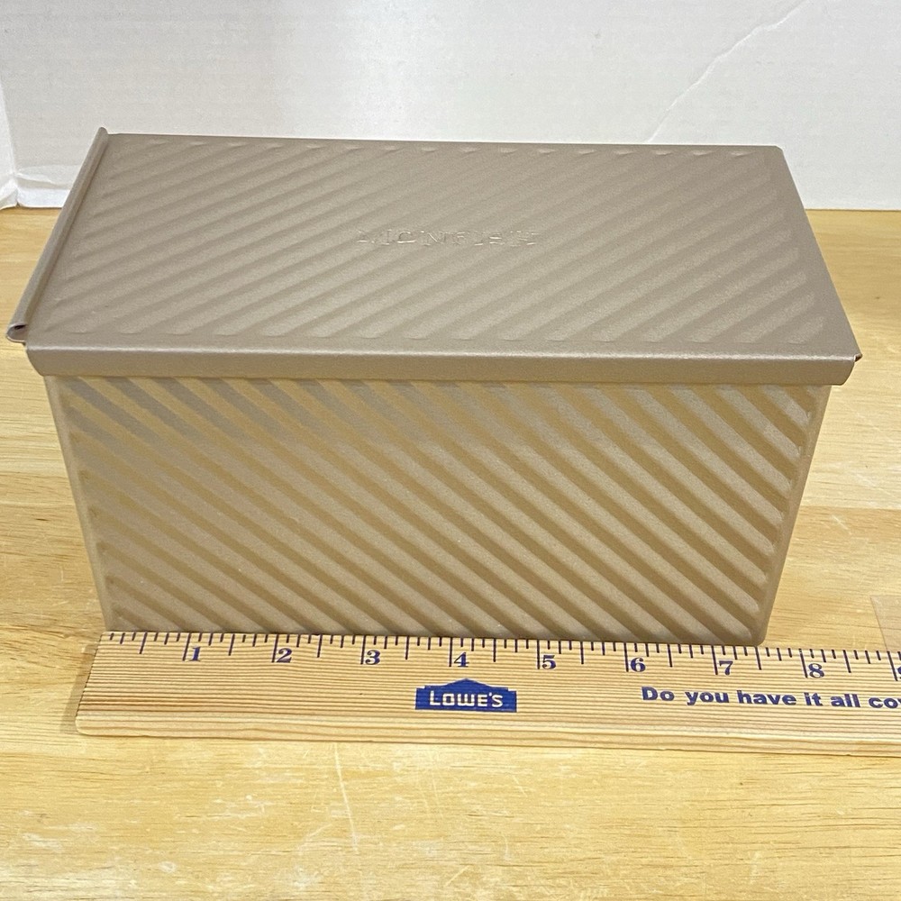 NEW monfish Pullman Loaf Pan w Cover 1 POUND Non-Stop Bread