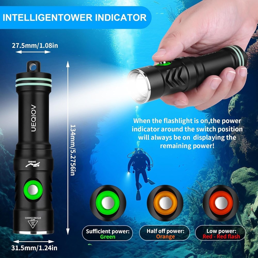 High Performance Dive Light 5000 Lumen Waterproof Torch Night Diving Flashlight