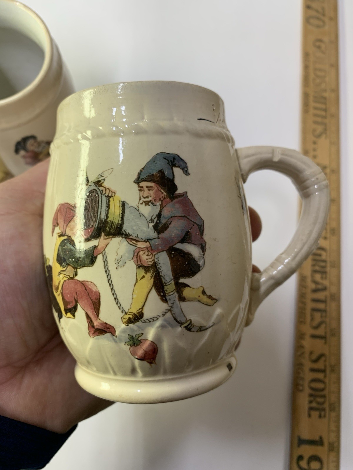 Antique Villeroy & Boch Mettlach Jug Mug Gnomes Read Description Geschutzt?
