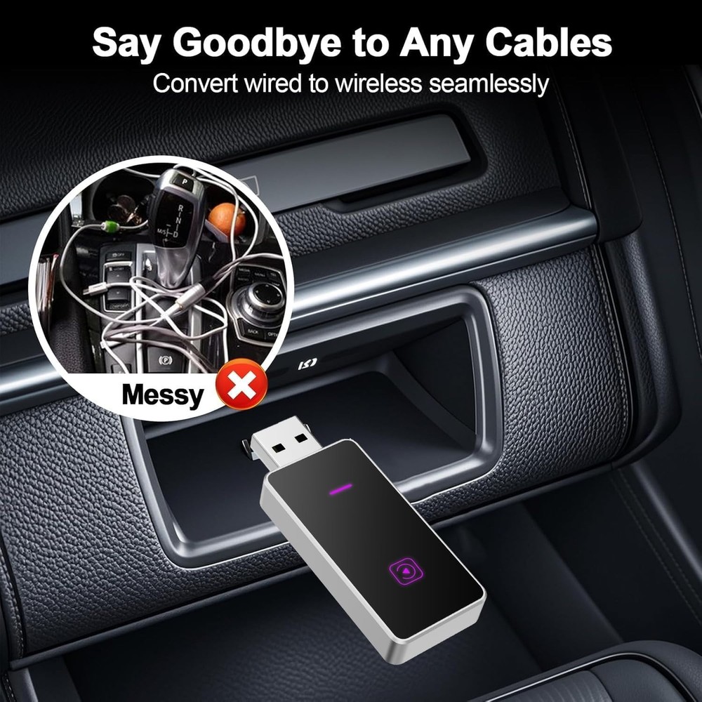 Tobyn Mini Wireless CarPlay Adapter for iPhone iOS 10+ – Convert Wired CarPlay