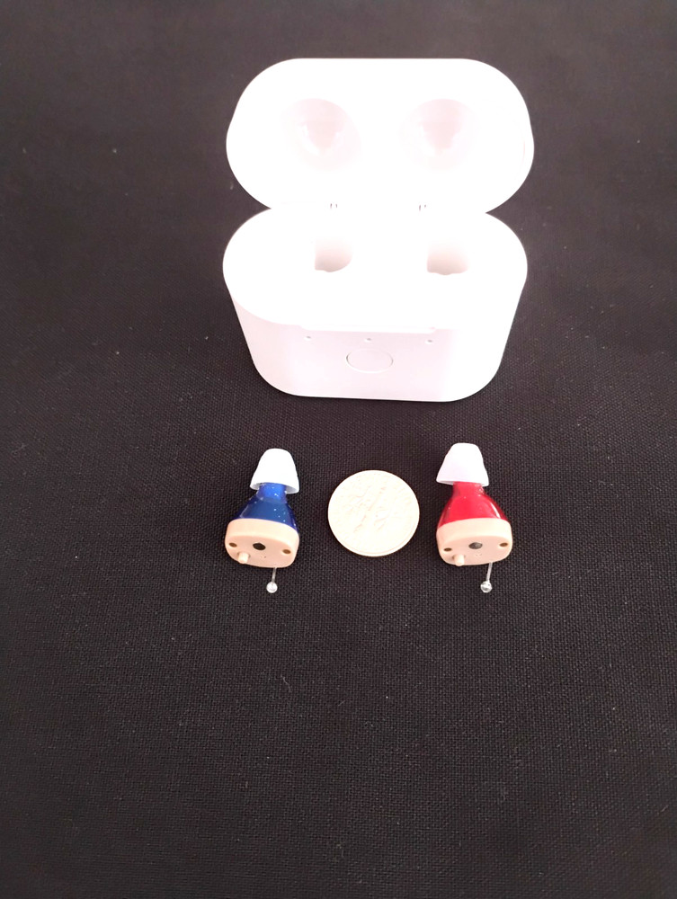 PAIR RECHARGEABLE tiny digital amplifiers 3 programs NOISE & HIGH FREQUENCY US