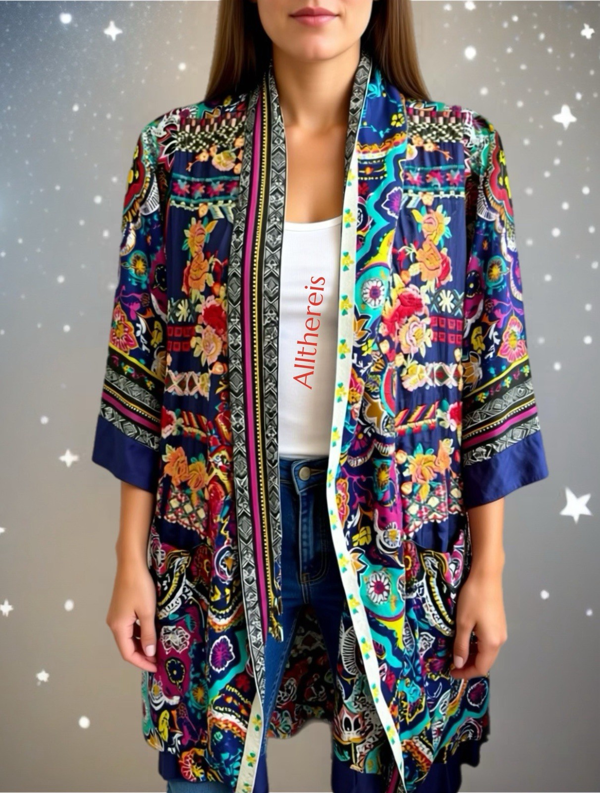 New With Tag Johnny Was Hanna  Silk Kimono XS  (2-6)