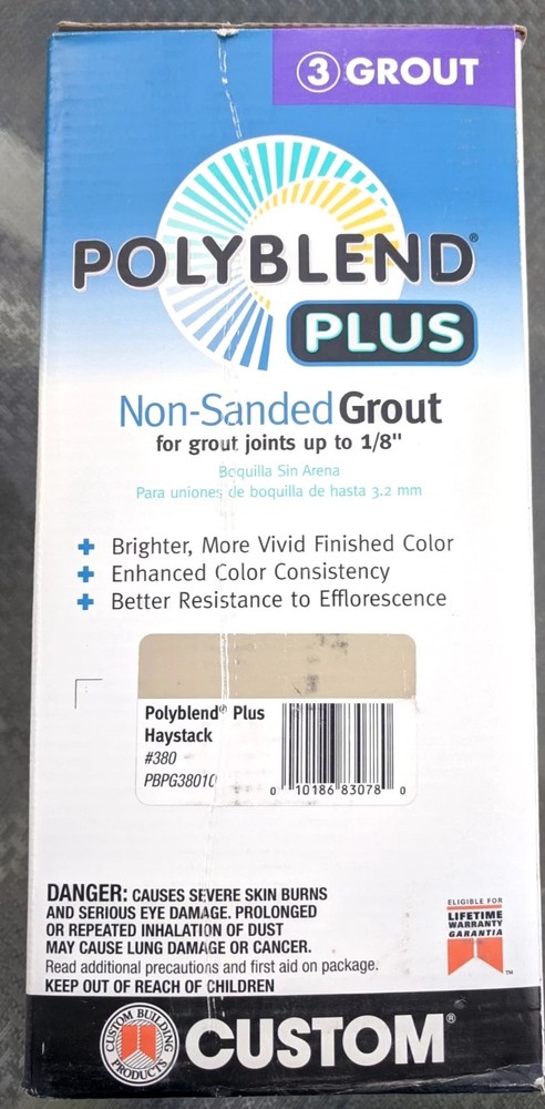 Custom Building Products PolyBlend Plus Non-Sanded HAYSTACK Grout 10 lbs #380