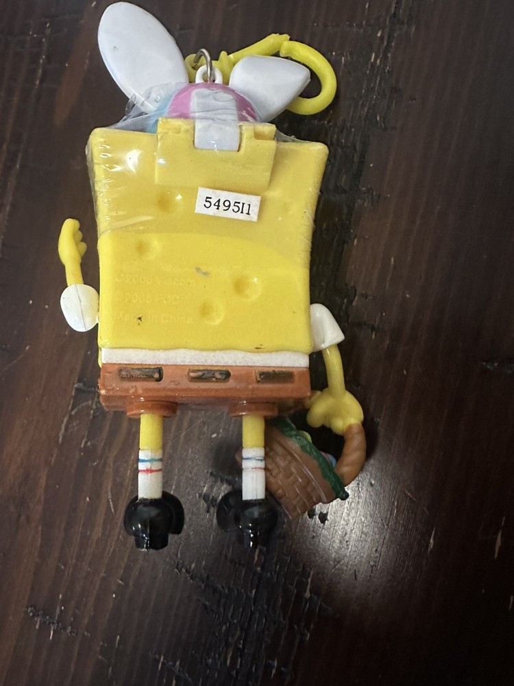 Vtg 2002 SpongeBob with Eggs Easter Bunny Basket Keychain