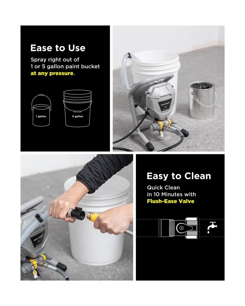 MaXpray M1 Airless Paint Sprayer, Highly Efficient Thinning-Free Minimal Over...