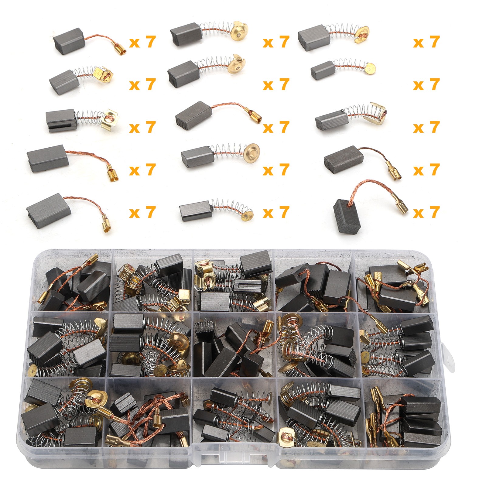 105pcs 15 Sizes Electric Motor Carbon Brush Replacement for Drills Saws Grinders