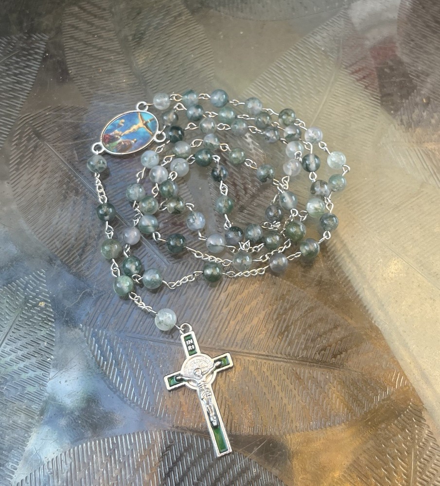 Green Moss Agate Rosary