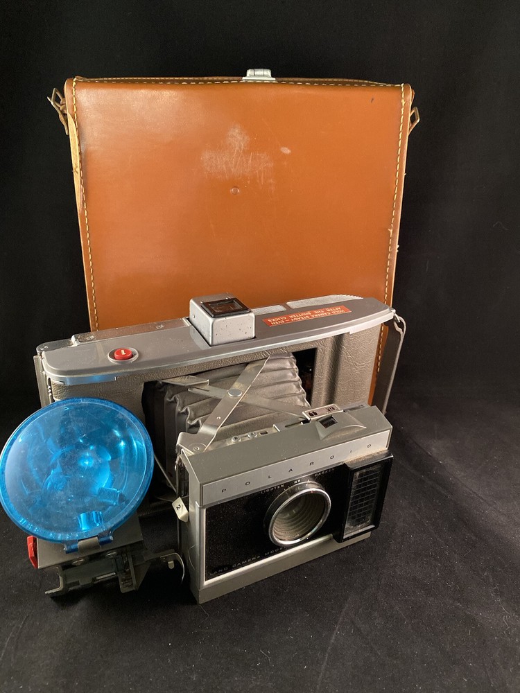 Polaroid Land Camera Model J66 with Case Flash And Adapter-Untested