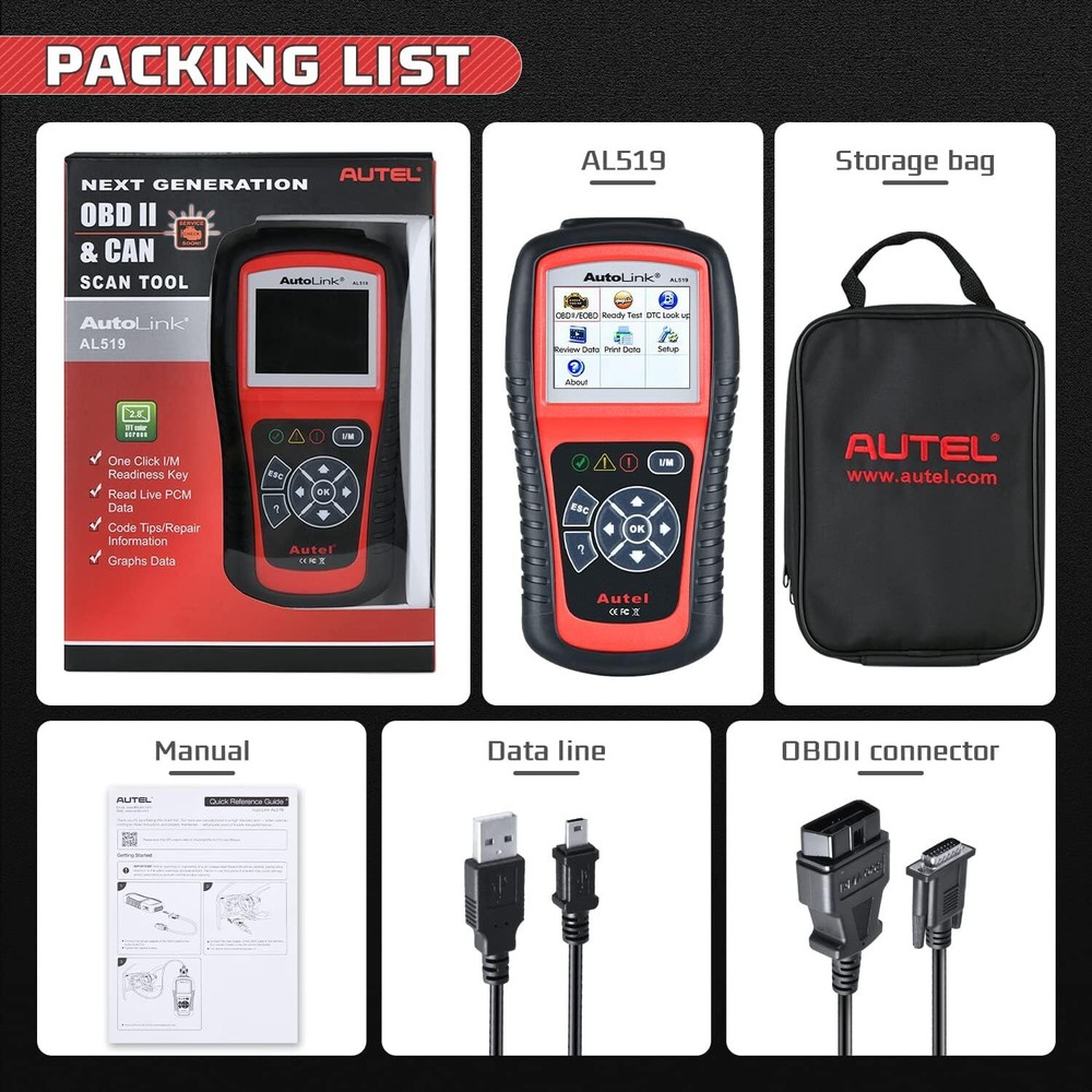 Autel AutoLink AL519 OBD2 Scanner Enhanced Mode 6 Check Engine Code Reader DTC