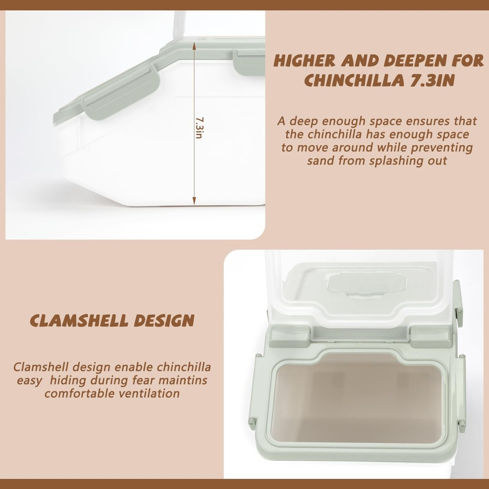 Extra Large Chinchilla Sand Bath Container Kit, Plastic Chinchilla Dust Bath ...