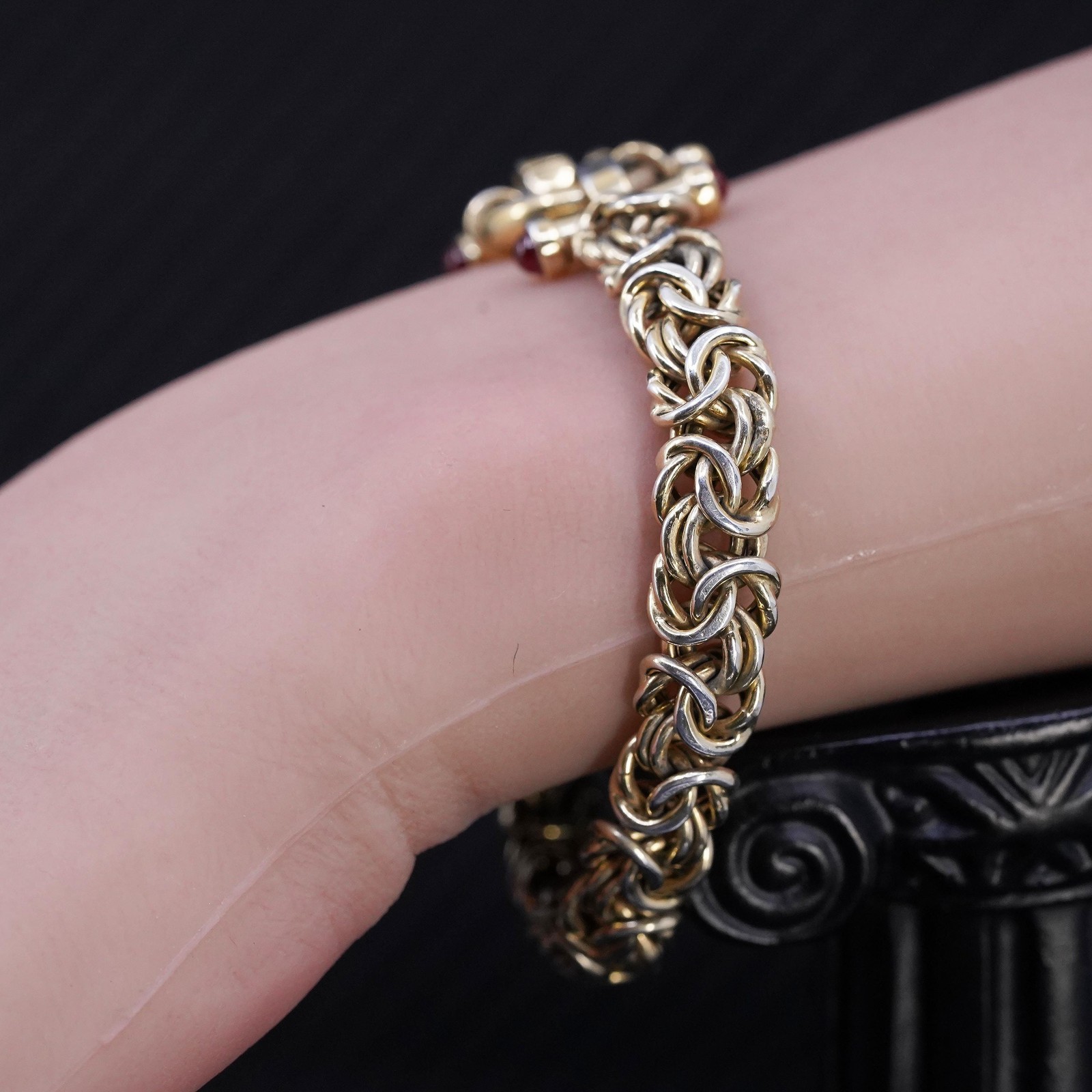 Italian Vermeil Gold Sterling Silver 925 Byzantine Bracelet