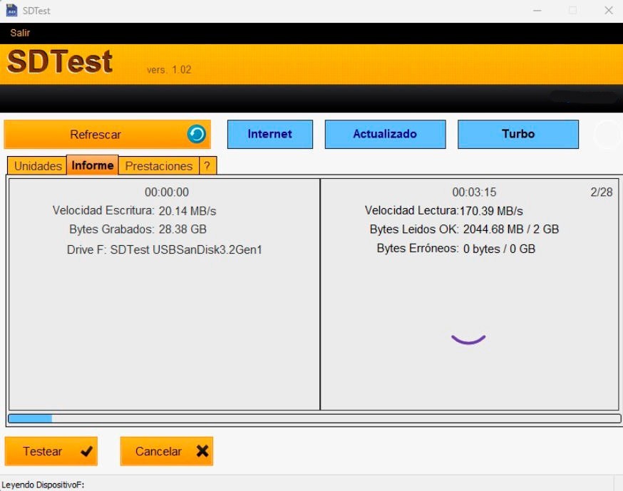 SDTest Real Space Analyzer, SD, Micro SD, Pendrives, Test sd