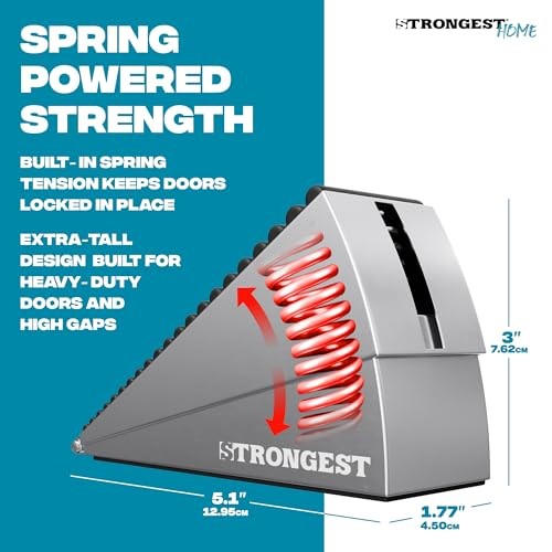 XL Adjustable Chrome Door Stopper with Spring – Heavy 1 Pack Spring Silver