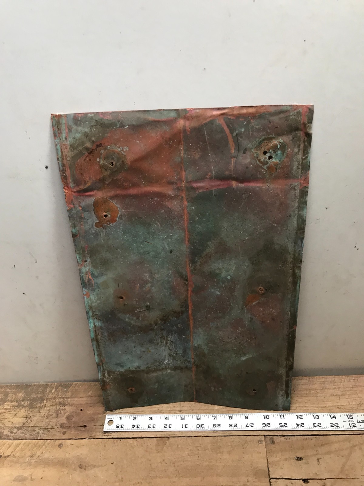 Sheet Copper 18" x 11 3/4" Natural Patina Colors Verdigris gauge 24 (J)