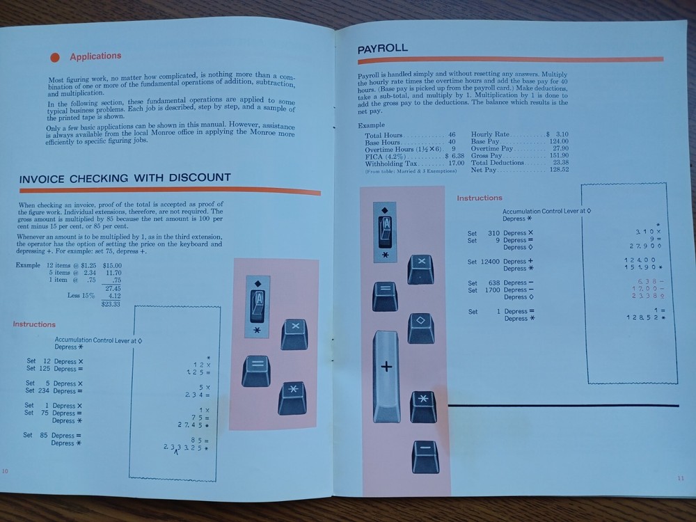 Vintage 1966 Operation Instructions Monroe Automatic E Multiplier Model 111E116