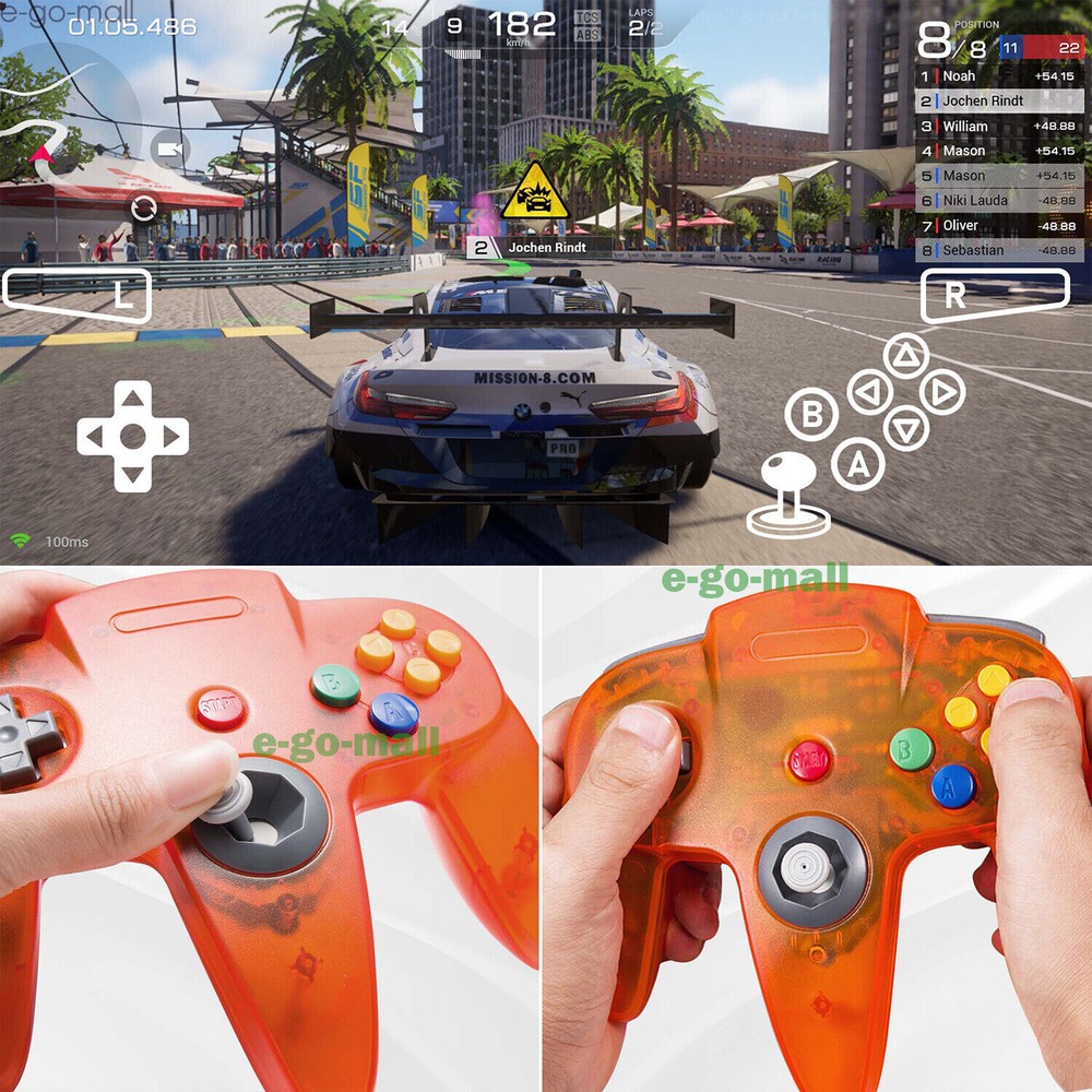 Wired N64 Controller Joystick Replacement For Nintendo 64 Console Clear Orange