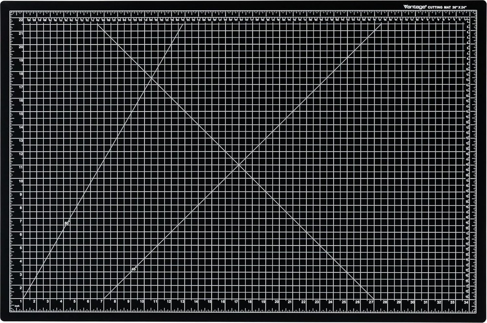 Professional 1/2" Grid Cutting Mat, 24"x36", Black