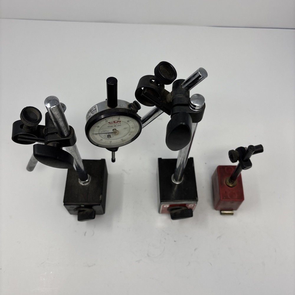Magnetic Indicator Base Holder Lot of 3 Eclipse Central W/ CDI Dial Indicator