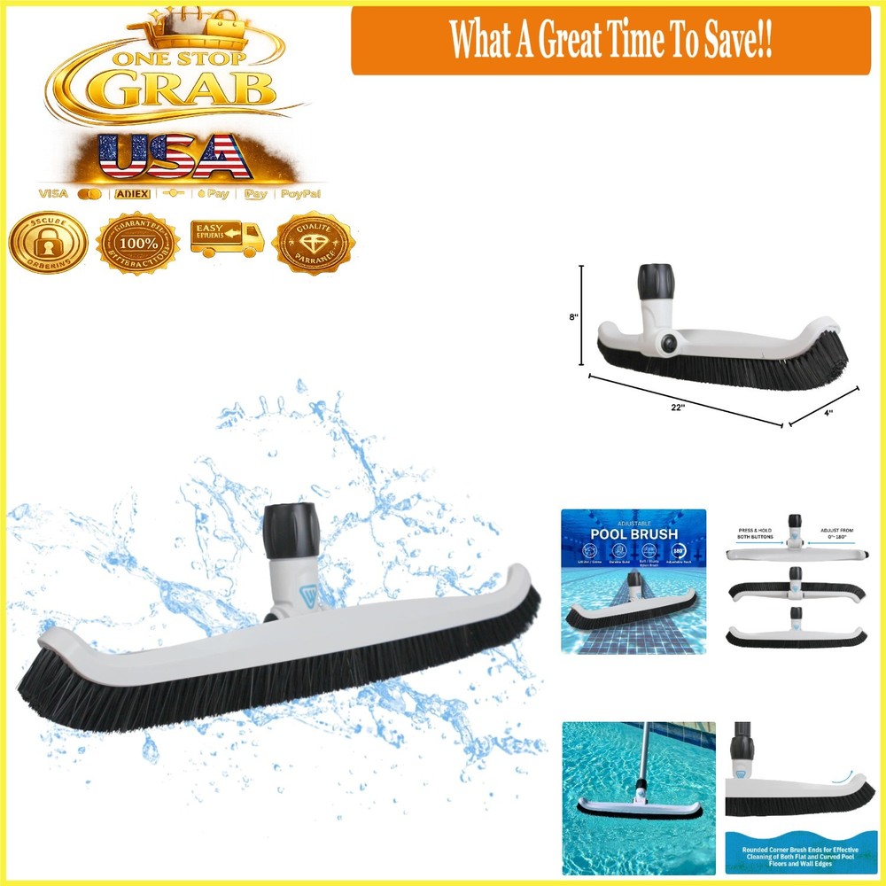 20-Inch Adjustable Pool Wall Brush for Inground Pool Cleaning