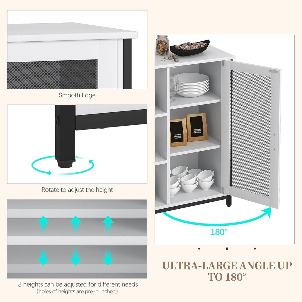 Chic Mini Coffee Bar Cabinet - 27.5'' White Corner Buffet for Dining Room