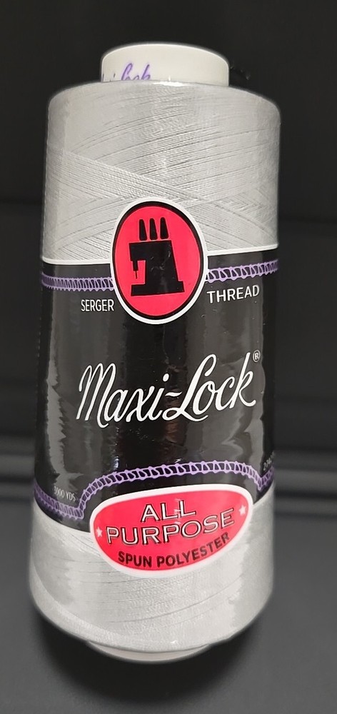 Maxi-Lock ~ Serger Thread - Silver ~ 3000 yd All Purpose Spun Polyester NEW!