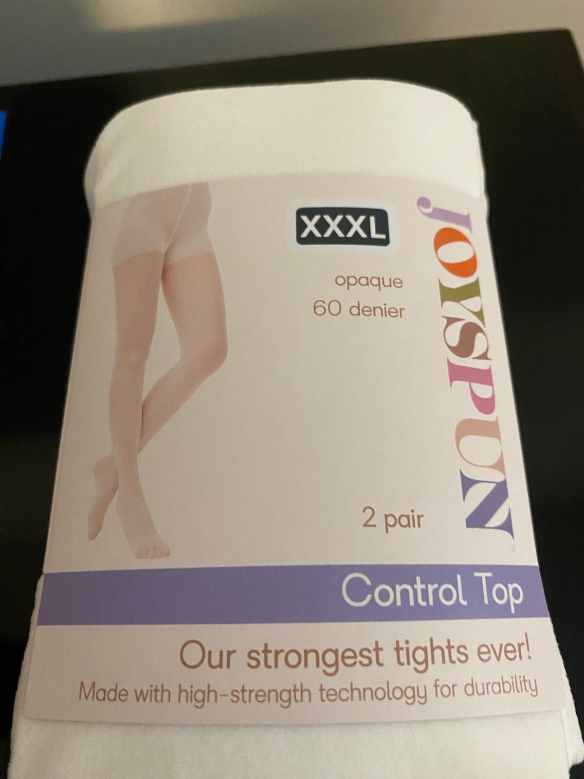 NEW WOMEN'S SIZE XXXL JOYSPUN 2 PACK WHITE /CHINO OPAQUE TIGHTS 60 DENIER