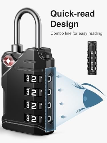 6 Pack TSA Approved Luggage Locks - 4 Digit Resettable Travel Combination Code,
