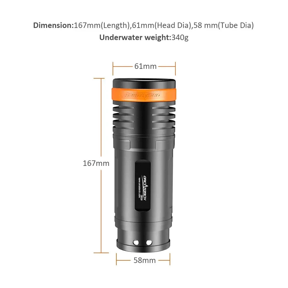 OrcaTorch D920 Scuba Diving Flashlight 5000 Lumens Underwater LED Dive Light