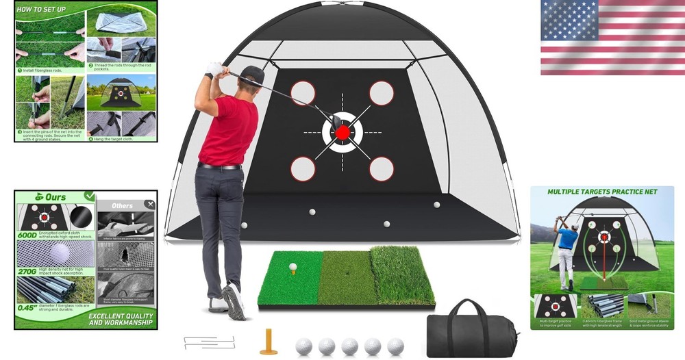 Impact-Resistant Golf Training Net 10x7FT – Ideal for Backyard & Home Practice