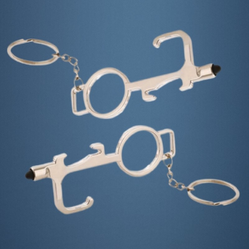 2 Silver Touchless Keychains with Stylus Tip