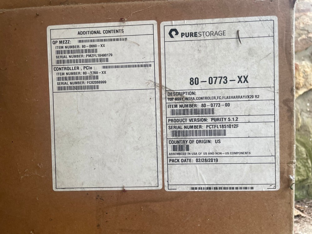 Pure Storage 83-0169-00 Flash Array X20 R2 controller. 192gb memory. procs.