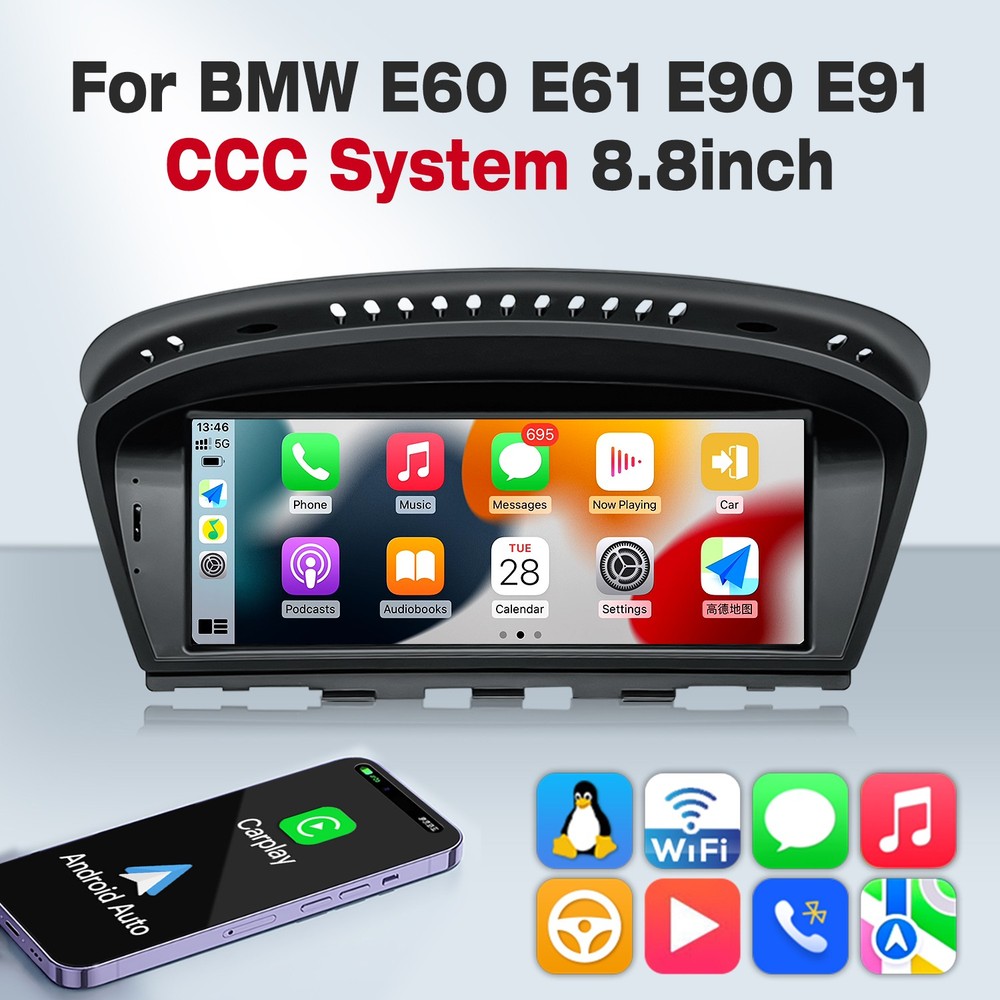 8.8" CarPlay Linux WIFI Touch Screen Android Radio For BMW E60 E61 E90 E91 CCC