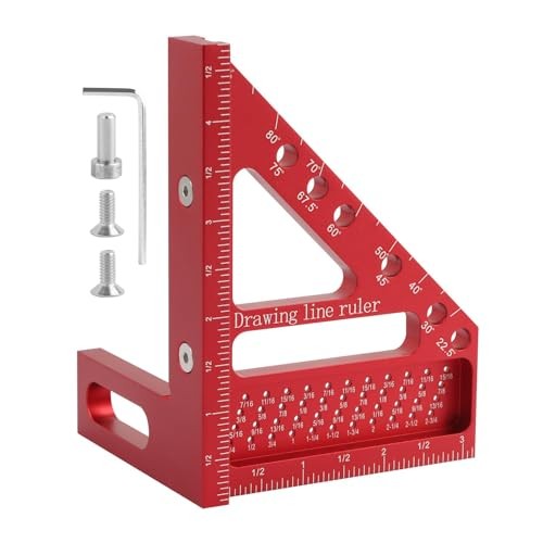 3D Multi Angle Measuring Ruler, 3D Hole Position Layout Drawing 45 and 90 Red