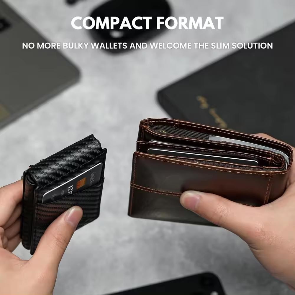 Men's Slim Pop Up Bifold Wallet with Money Clip, Minimalist RFID Blocking Wallet