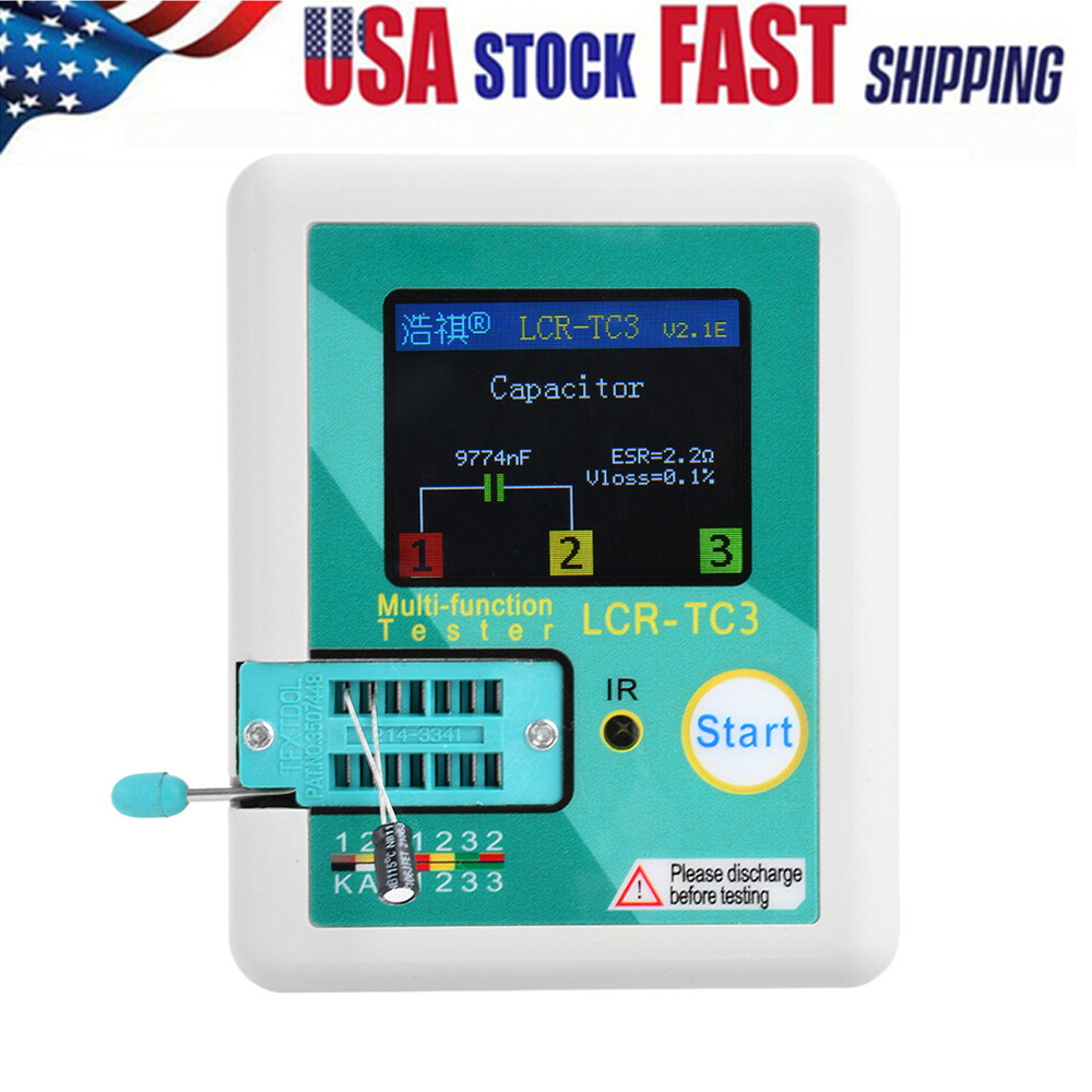 LCR-TC3 High-precision Transistor Tester Diode Capacitance Test Meter + Cable US