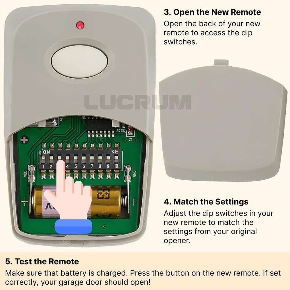 Lucrum for Linear 3089 Multicode Gate Opener Remote - 300 MHz 10 Dip Switch G...