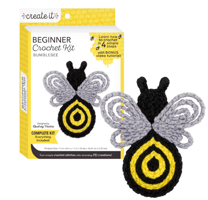 Create It Beginner Crochet Kit - DIY Bumblebee Amigurumi - Starter Kit