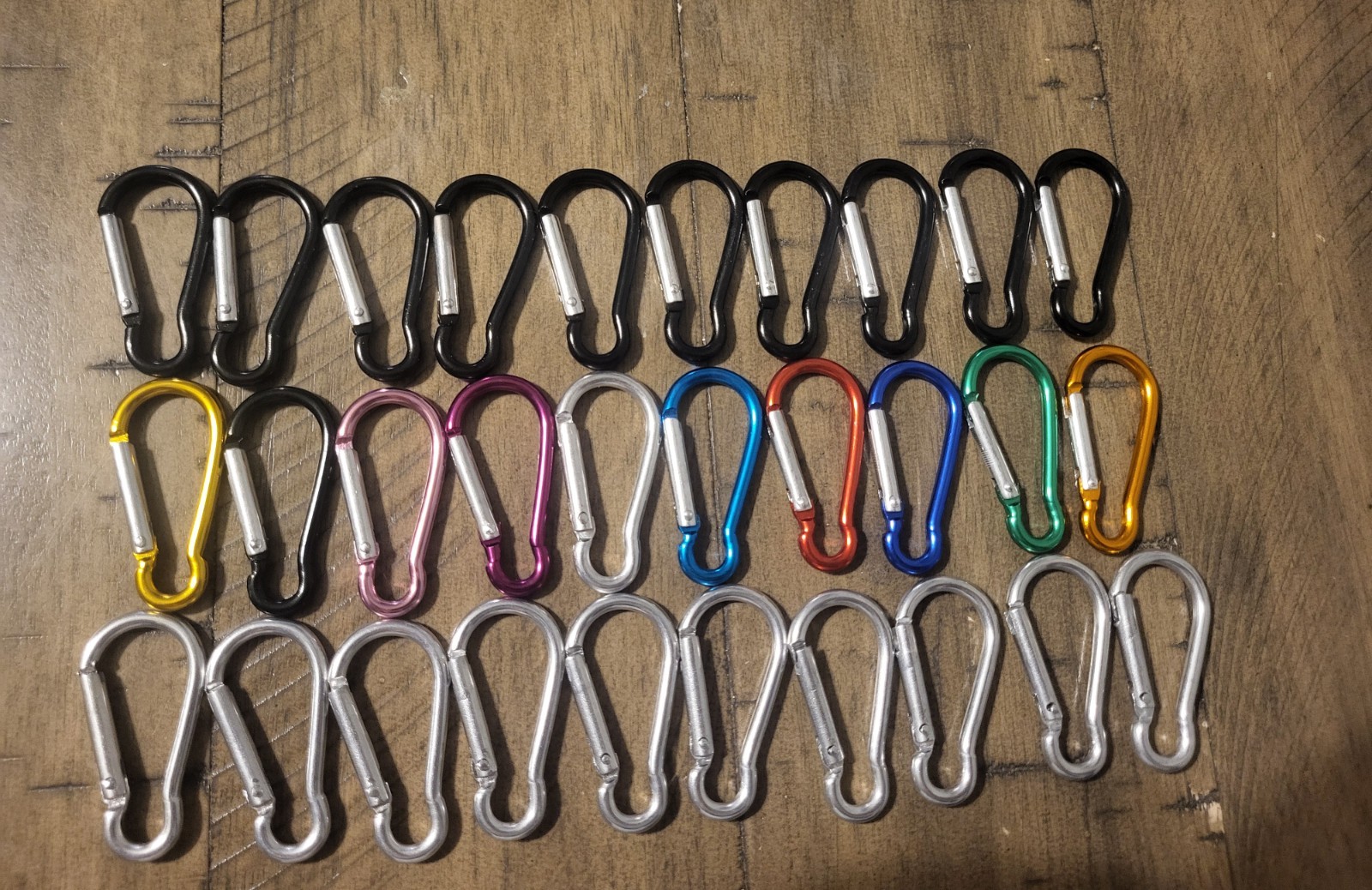 30 Pcs 2" Carabiner Bulk Spring Snap Hooks Bulk Aluminum Alloy Clip Multi Color.