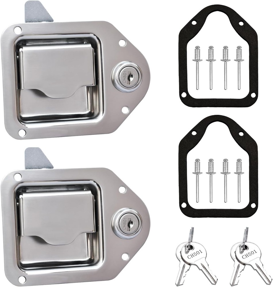 Truck Tool Box Latch Replacement Kit- 304 Stainless 2 Pack with 2 Lock